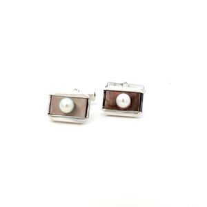 Mikimoto Akoya Pearl Cufflinks 6 mm Sterling Silver Estate M446